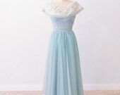 1960s Prom Dress, 60s Seafoam Green Organza Formal Garden Wedding Party Dress, Embroidered Flowers Full Length Sleeveless Vintage Gown