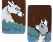 Fox Chase - Set of Original Acrylic Fox & Wolf Paintings on Teak Wood