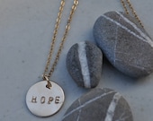 Hope Necklace. Letter Stamped. Gold Filled Chain.