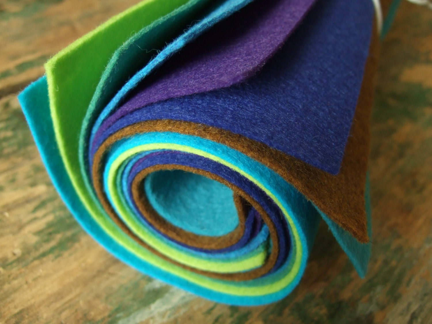 9x12 Wool Felt Sheets - The Peacock Feather Collection - 8 Sheets of Felt