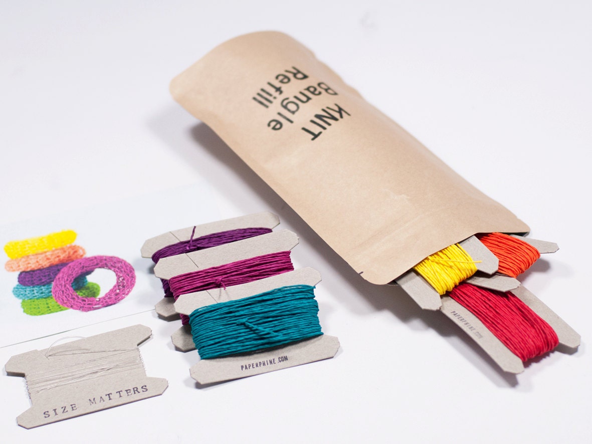 DIY Kit Knit Bangle Refill: 6 x 17m (18.6 yards) of  Paper Twine in your choice of colors - personalize your refill kit