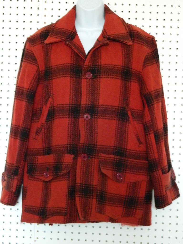 Vintage Mens Red Size Large J C Higgin Hunting Jacket Coat Sears Roebuck