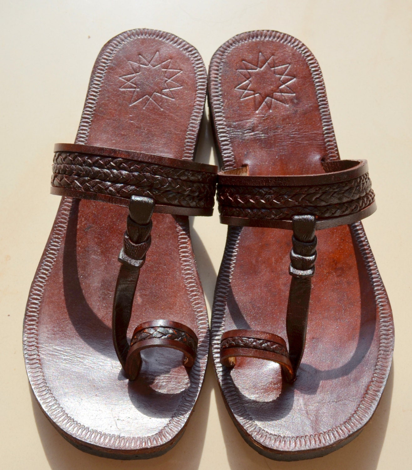 Moroccan Inspired Leather Sandals BROWN -Handmade Sandals , Indian Sandals, Perfect for a Beach Wedding, Women, Custom made - ALL SIZES