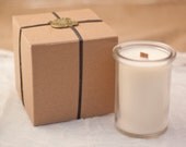 Natural Soy Candle in Recycled Glass with a Wooden Wick - Peppermint & Clove Scent
