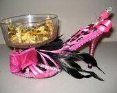 high heel candy dish "Pink Leopard"