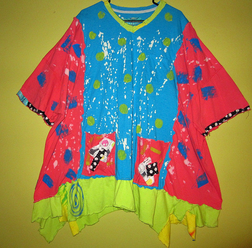 Colorful hand Painted Artist inspired tunic fits thru 5x