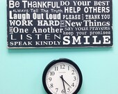 NEW Family Rules Sign - Be Thankful - Typography Word Art in Landscape