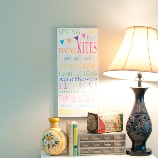 Spring Fun with Bunting Typography Word Art Sign - Limited Edition