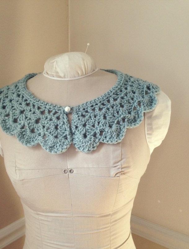 Crochet collar, Peter Pan collar, Detachable crochet collar, Seaglass- NEW