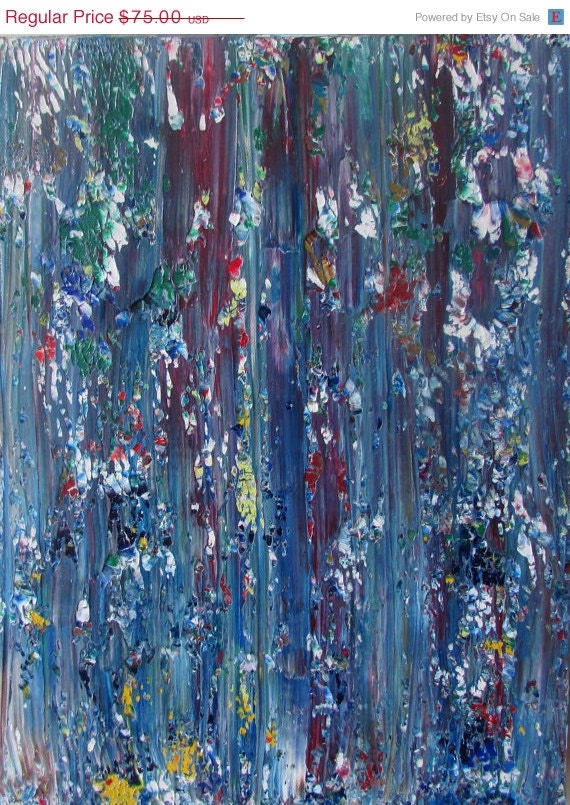 On Sale Wall Art Canvas Painting Blue Acrylic Abstract Original Painting - Blue Road
