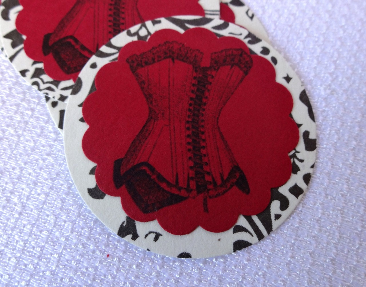 Burlesque French Style CORSET Gift Tags or Embellishments-Set of 10