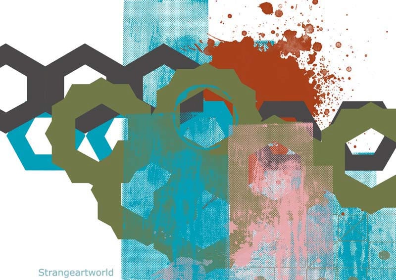 Contemporary Modern A3 Digital Art Print Cogs and Wheels