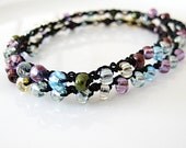Rainbow Seed Bead Mix Crochet Wrap Bracelet - 2x, Two Times, Stacking, Layering, Boho, Bohemian, Friendship