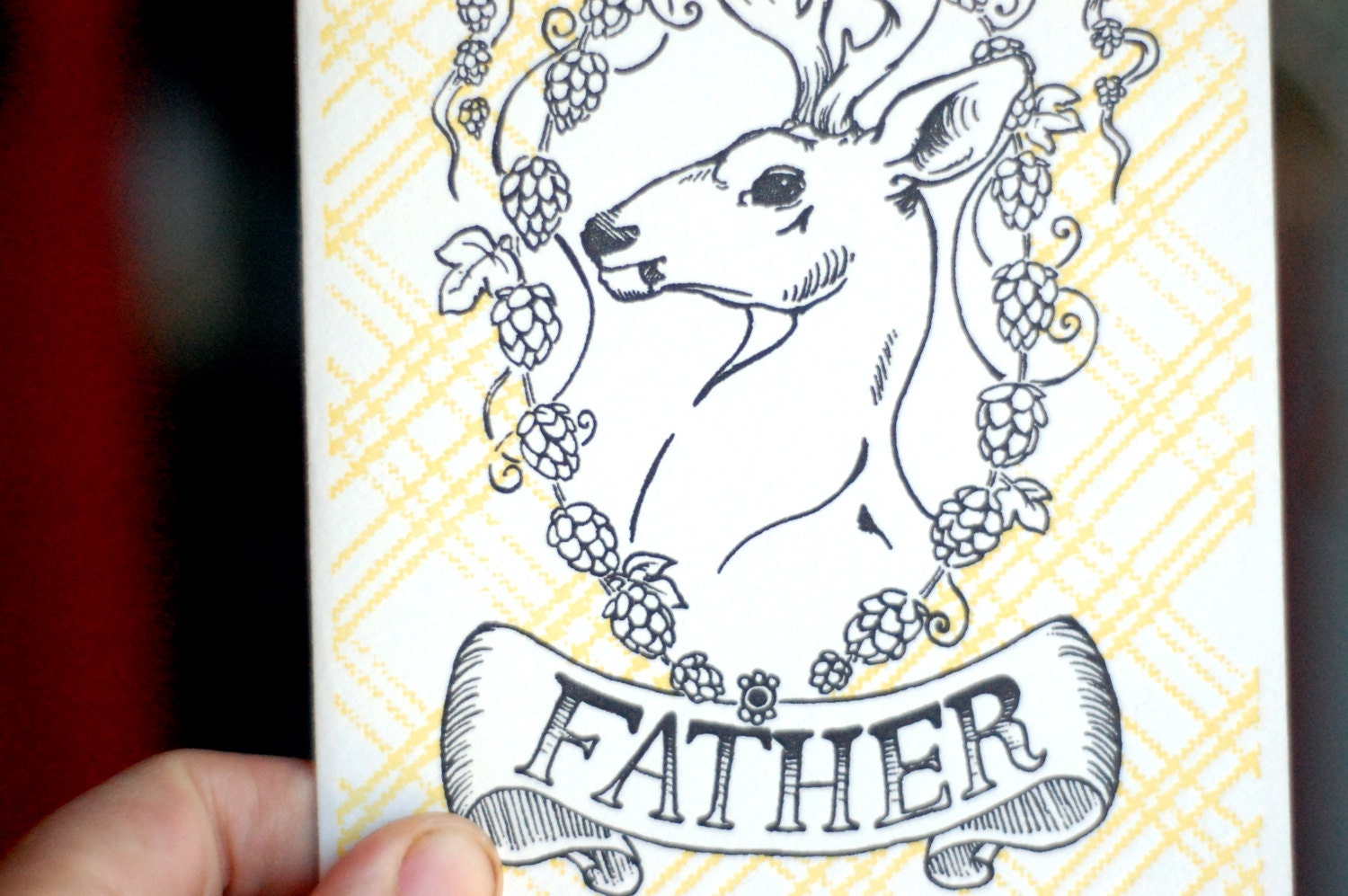 Father's Day Plaid Stag Letterpress Card