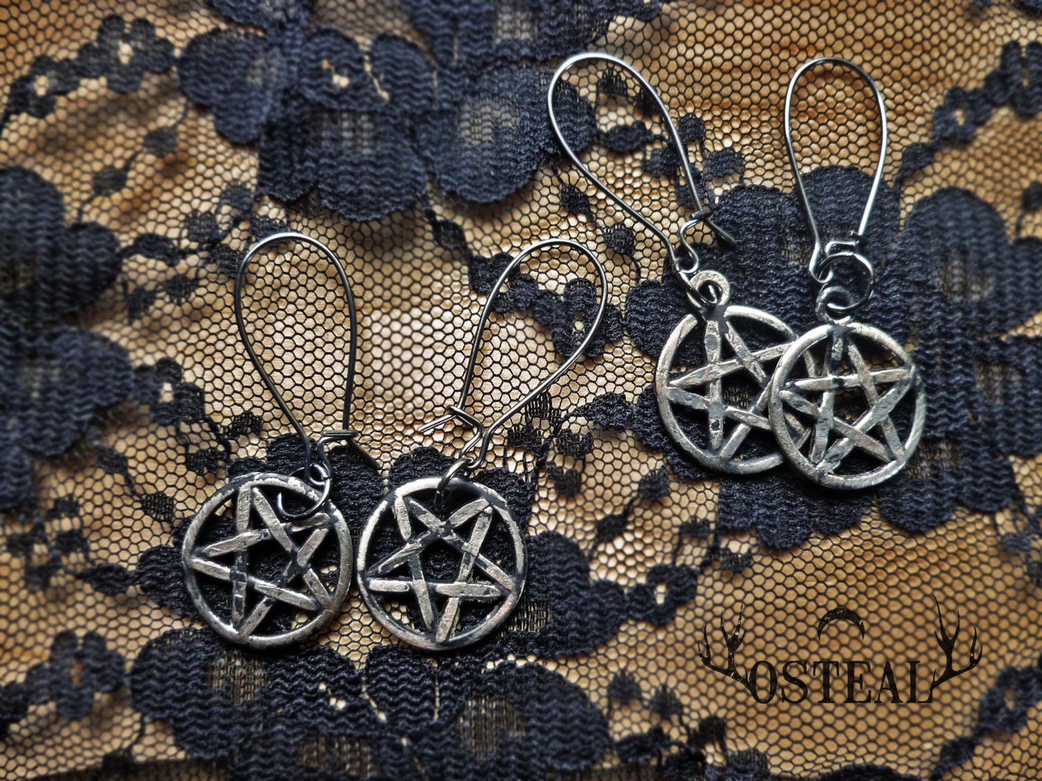Blackened - earrings - choose pentagram or pentacle