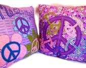 16 x 16 Peace Sign Pillows - Personalized Throw Accent Pillows, Custom Made to Match any Decor, You Choose the Colors - Set of Two Square