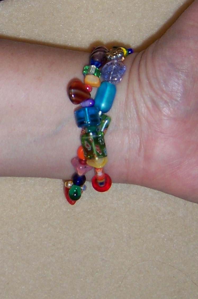 Rainbow happiness multicolor beaded bracelet