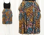 Multicolor Leopard Print Full Skirt With Pockets / L