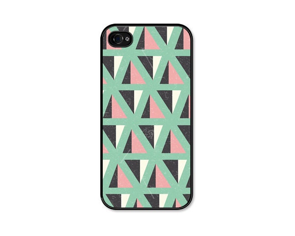 Geometric Mountain Apple iPhone 5 Case - iPhone 5 Cover - iPhone 5 Skin - Mint Green Black Pink Coral Peach Triangle Cell Phone