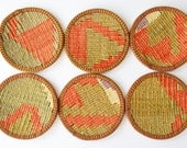 Sukan / Hand Woven - Turkish Antique Kilim Cups Coasters - Cup Coasters - Cup Coaster - Coaster - 6 pcs
