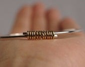 Mixed Metal Bangle Bracelet: Sterling Silver with wire-wrapped 14 karat Gold Fill - custom order - statement