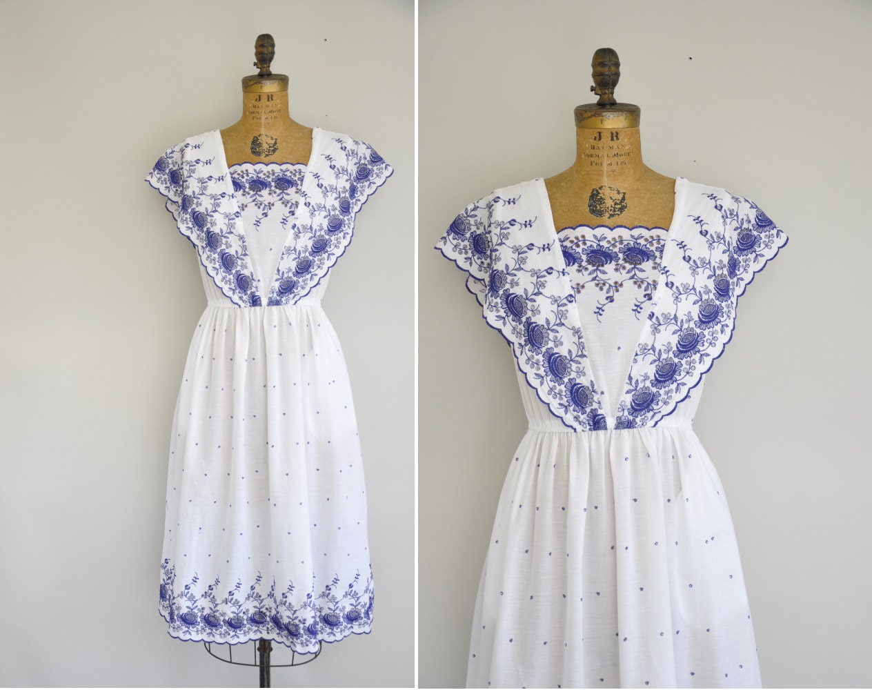 vintage 1970s dress / 70s embroidered floral dress / 1970s bohemian summer dress