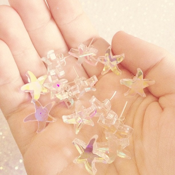 Mermaid Jewelry // Iridescent Starlet Earrings