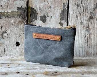 Small Waxed Canvas Pouch: Slate