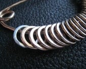 Miss Chatelaine Lace or Sock Stitch Markers in Hammered Bronze with Bronze Pin SMALL