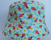 BUCKET HAT - Sun Hat - Lady Bugs - Apples - Chin Strap