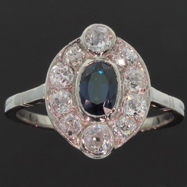 Art Deco platinum sapphire and diamond engagement ring