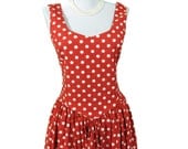 Vintage Laura Ashley summer dress in red & white polka dot, Small