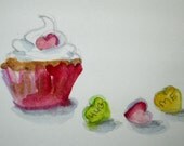 Cup cake and Candy Aceo Hug Me