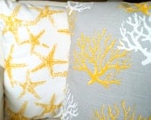 Cushions Throw Pillows Decorative Pillows Cushion Covers Nautical Corn Yellow White BOTH SIDES - Combo Set of  Two 18 x 18