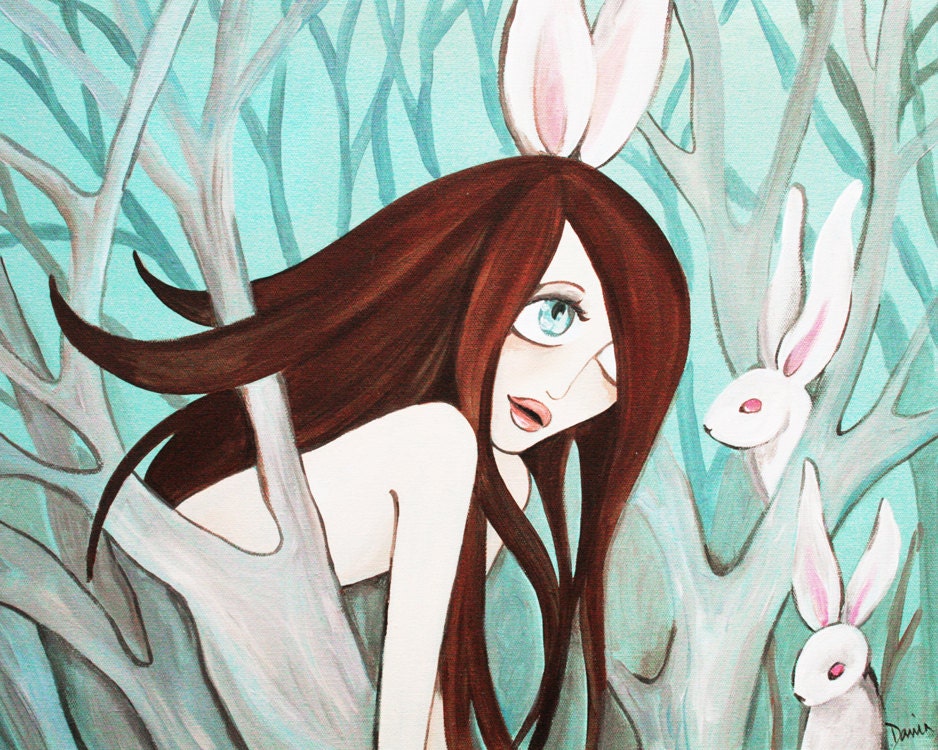 Bunny Play - Giclée Fine art Print - 8"x10"