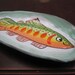Ceramic Serving Dish Tray Majolica Pottery Fish Trout Salmon Orange Green Clay