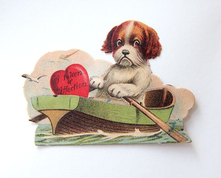 5 Vintage Valentines Dog in a Boat Deep Sea Diver