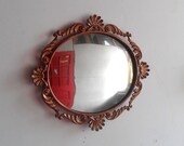 Convex Wall Mirror in Vintage Oval Frame 15 by 13 Inches