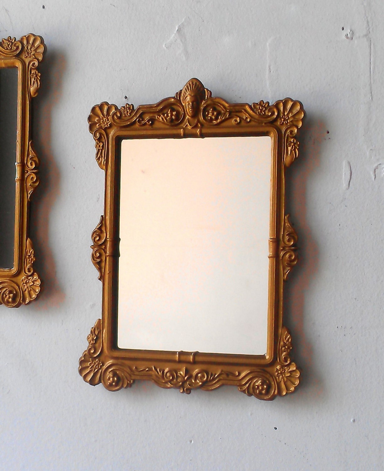 Gold Mirror Set of Two in Vintage Art Nouveau Style Frames