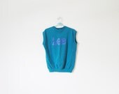 vintage 1980s tank top // sweatshirt // lee jeans // teal green // purple // novelty // size medium m