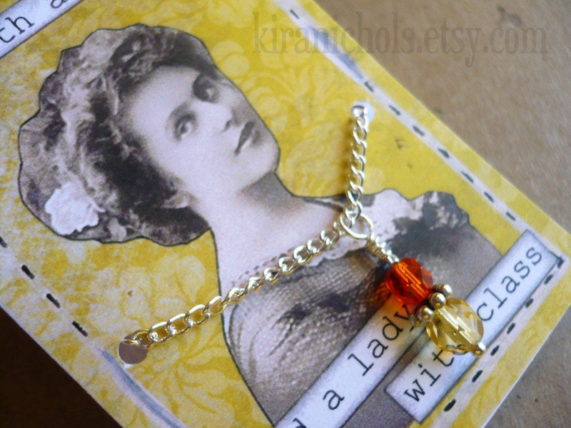 Charming Little Bead Pendant Necklace on Quote Gift Card - Class