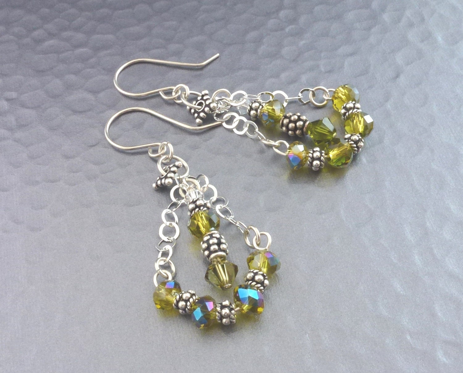 Bali Sterling Silver and Crystal Bead Earrings