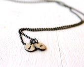 Double initials silver necklace / Recycled Silver monogram necklace / handstamped lowercase initial / personalized necklace FREE SHIPPING - SilverLinesJewelry