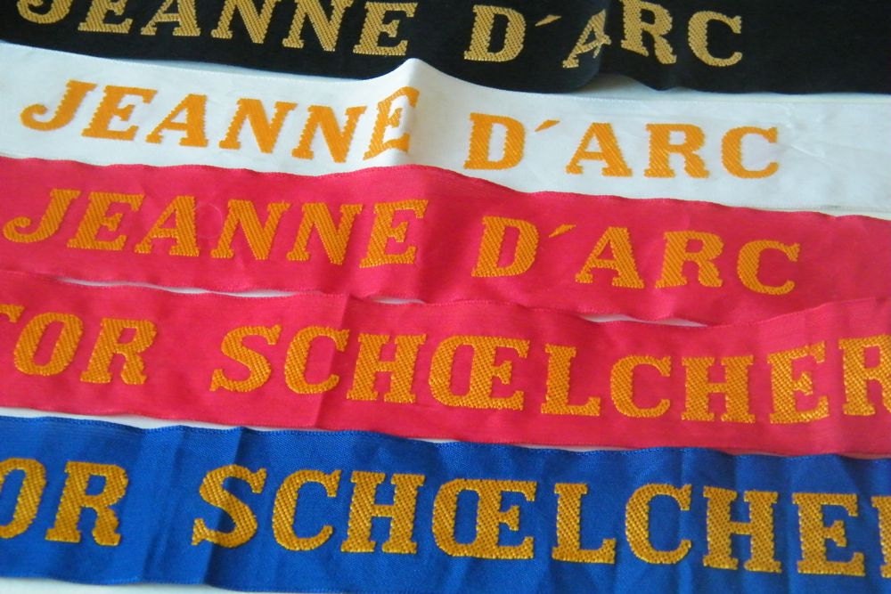 Vintage French Ribbon Navy Hat Band Tally Victor Schoelcher Jeanne D'Arc Aviso Military Escorteur with Box Assemblage Altered Art Supplies