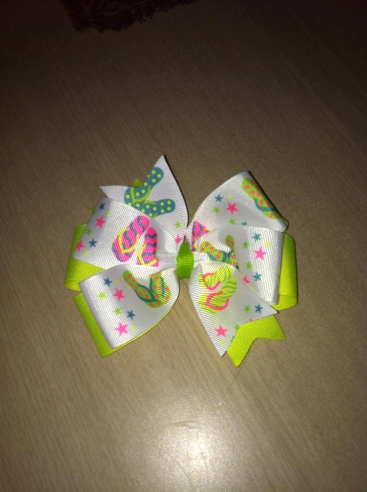Neon Summer Flip Flop Pinwheel Bow