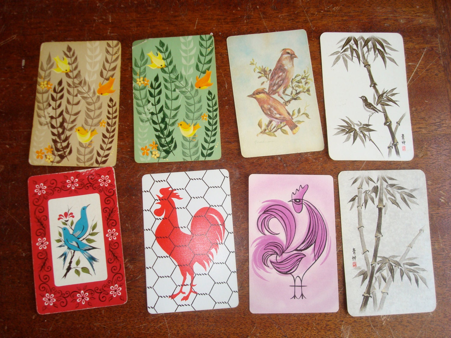 lot of 8 - BIRDS - scrapbooking altered art collage aceo vintage ephemera paper swap trading card cards