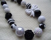 Black and White Chunky Necklace, Bubblegum Necklace, Gumball Necklace, Girl, Toddler, Teen, Women, Gift, Photo Prop