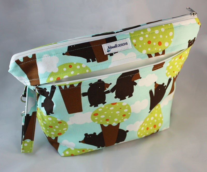 Diaper Clutch "Stow It All" Bears In The Woods Sea