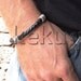 men braided leather 6mm black cord with silver plated smelting