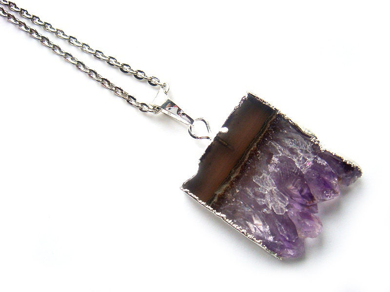 Silver Dipped Amethyst Necklace